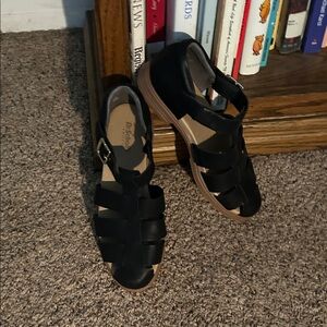 Dr. Scholl's Black and Tan Women's Sandals
